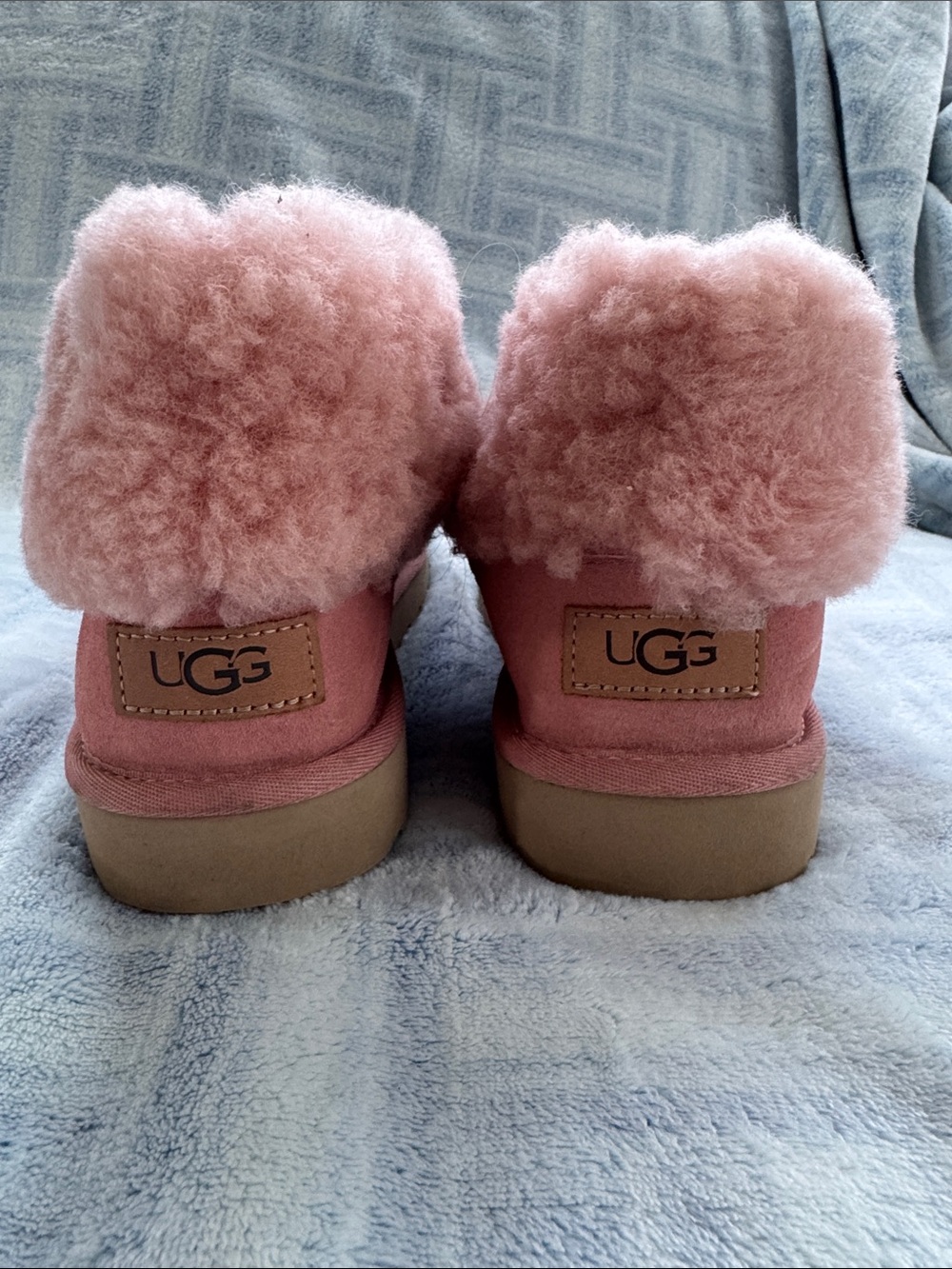UGG Pink Shearling Cuff Ankle Boots